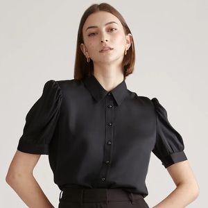QUINCE | Washable Stretch Silk Puff Sleeve Blouse